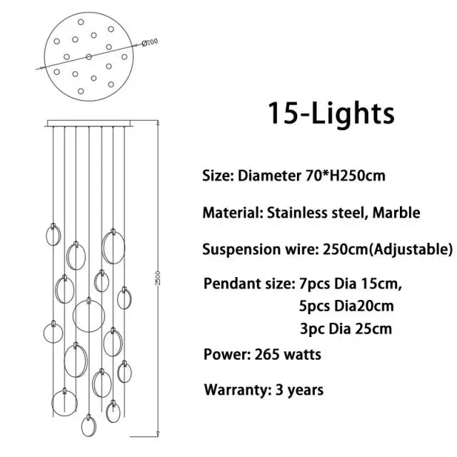 Nordic LED Marble Ceiling Chandelier Ceiling Lamps Pendant Lights for Attic Lobby Lighting Living Room Staircase  Home Decor