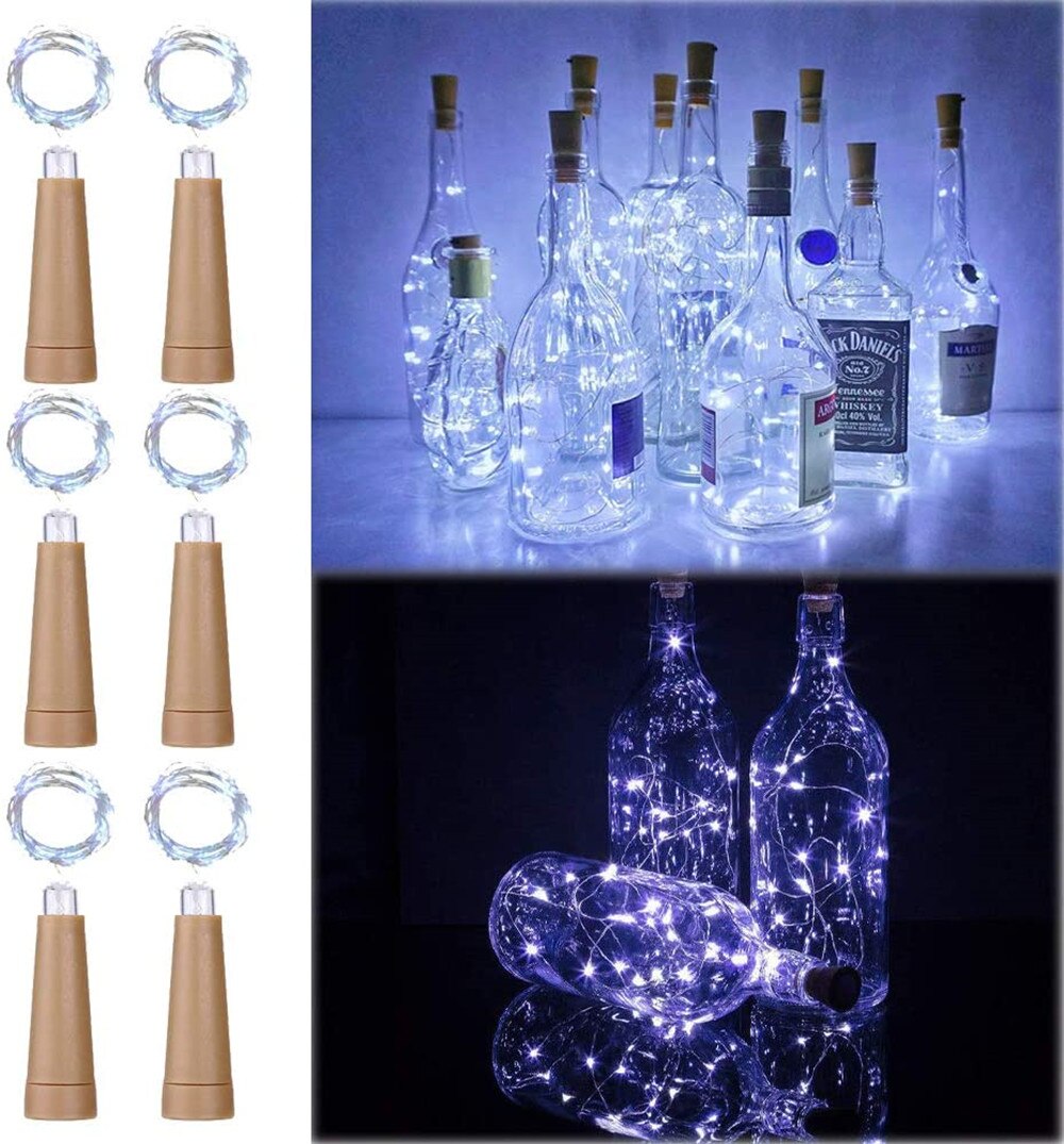 LED Wine Bottle Lights 2M 20LEDs Cork Shape Copper Wire Colorful Mini String Lights For Christmas Tree Wedding Party Decor Bottl