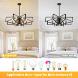Modern 8-Light Geometric Chandelier - Black & Gold Metal Pendant Light