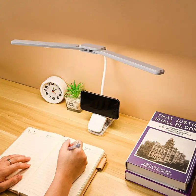 Book Lights For Reading At Night In Bed Double Head Lamp 3 Colors Eye Caring Dimmable Long-lasting Battery Table Lamps For Use