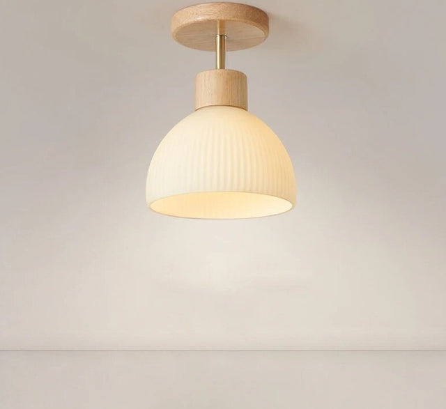 BOTIMI Wooden Ceiling Lights For Corridor White Glass Lampshade Dressing Room Surface Mounted wood Lamp Indoor Lighting
