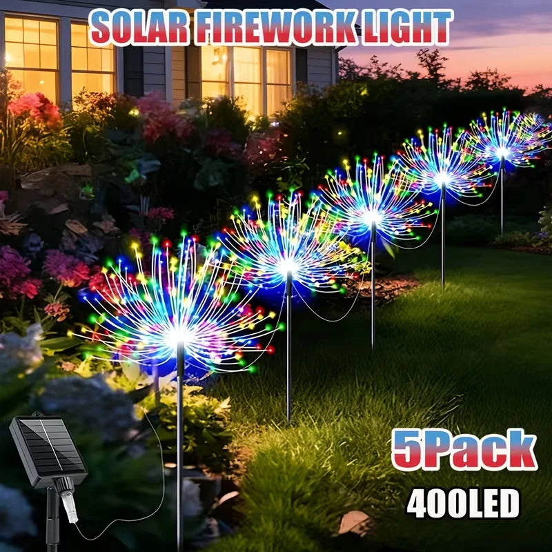 4pcs/6pcs Outdoor Solar Garden Lights Outdoor Solar Smart Firework Lights for Garden Patio Outdoor Holiday Decorations