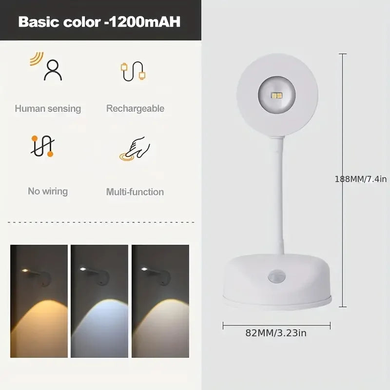 Spotlights USB Rechargeable Intelligent Human Sensing Wireless Wall Light Dimmable Led Spotlight for Lighting Paintings Pictures