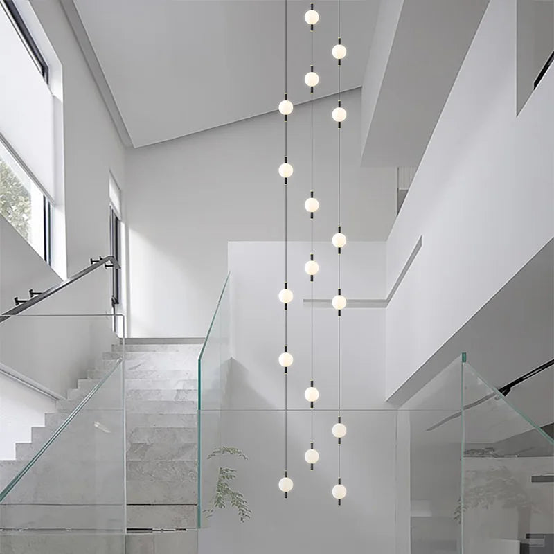 Globe Chandelier Designer Villa Living Room Dining Table Apartment Hanging Lamps Nordic Modern Attic Double Staircase Pendant