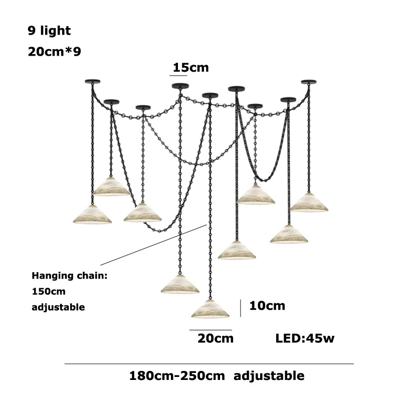 Marble Umbrella Diy Iron Chain Led 2025 Chandelier Alabaster Lustre Suspension Luminaire Lampen For Corridor Entry Way