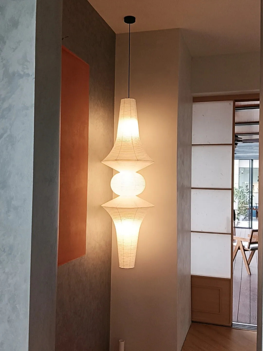 Nordic Wabi Sabi Wind Rice Paper Led Pendant Lights Living Room Bedroom Corner Chandelier Duplex Loft Home Decor Bedside Lamp