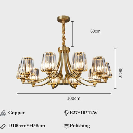 Modern Nordic Retro Luxurious Gold LED Pendant Chandelier Living Room Bedroom Home Decor Hanging Lights Lighting Fixtures Luster's