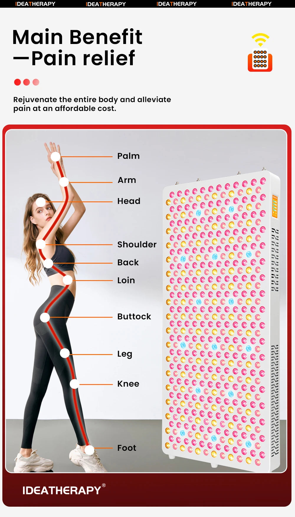 Red Light Therapy LED Touch Screen APP 480,590,630,660, 670, 810, 830, 850,1060nm Full Body Lamp PDT Infared Device Led Red Light Therapy Panel