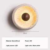 Mid-Century Solar Eclipse LED Wall Lamp - Wabi-Sabi Retro Ambient Sconce Light Fixture for Bedroom Bedside, Living Room Accent & Staircase