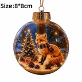 Light-Up Christmas Crystal Ball Spherical Clear Animal Snow Globe Ornament Animal Figure Hanging Holiday Decoration