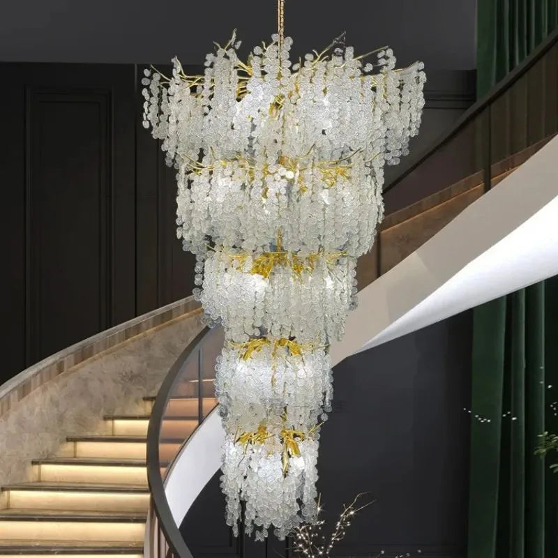 2025 Luxury Branch Crystal Chandelier For Staircase Loft Villa Hotel Lobby High Floor Gold Crystal Tree Branch Hanging Lamp