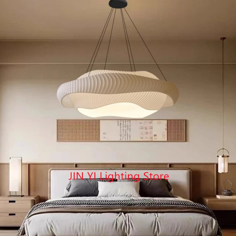 Fabric Bedroom Pendant Lamp  Aesthetic Art Restaurant Bar Table Lamp, Modern Designer Fish Bone Shaped Lighting Fixture