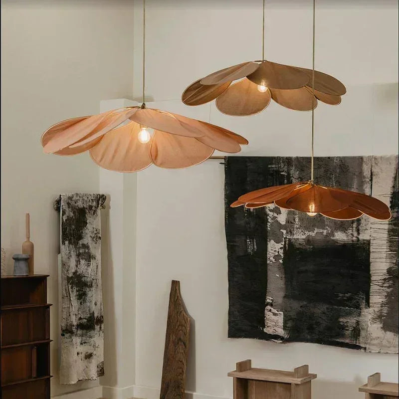 Colorful Petal Fabric Art Pendant Light - Modern Floral Chandelier Ceiling Hanging Lamp Fixture for Dining Room Table, Living Room, Cafe & Bar
