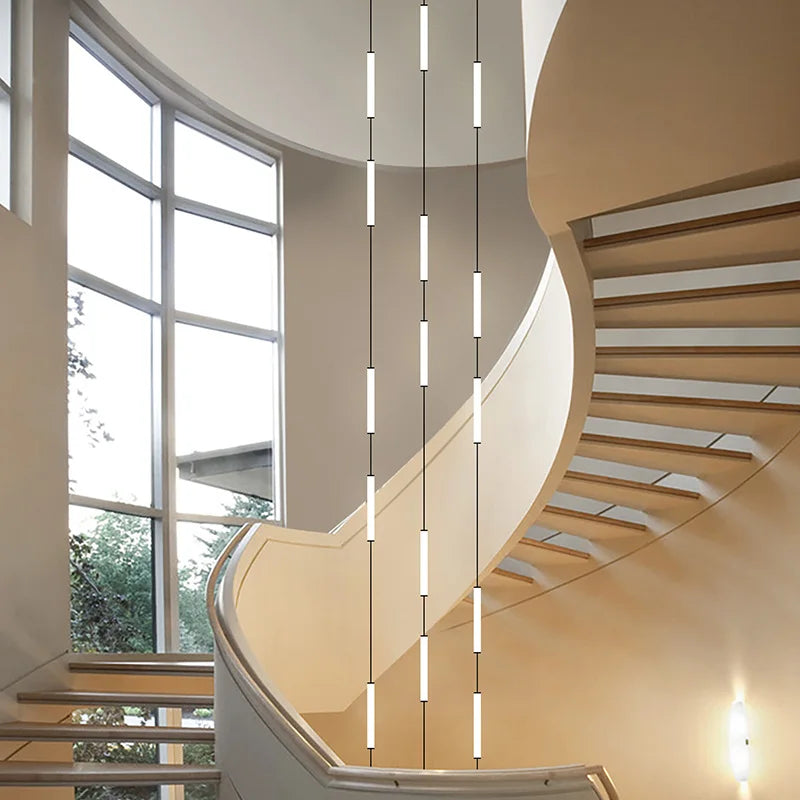 Long Chandelier Staircase Lamp Designer Modern Living Room Chandelier Nordic Indoor Villa Hall Long Line Penthouse Pendant Lamp