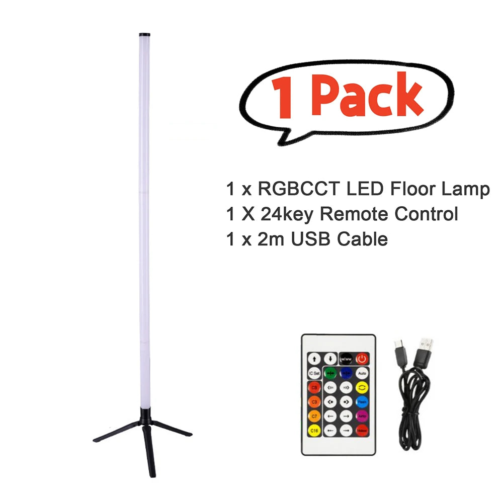 Smart RGB+CCT LED Floor Lamp - 103cm 360° Round Tube 5V USB Corner Light