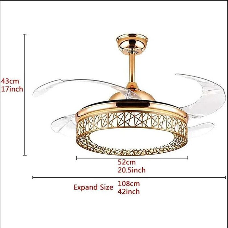 Blade LED Retractable Blades Ceiling Fan with Remote Control and Light Kit Included Home Decor