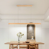 LED Pendant Light Dining Table Lamp Wood Long Strip Suspension Chandelier for Living Dining Room Lighting Fixture