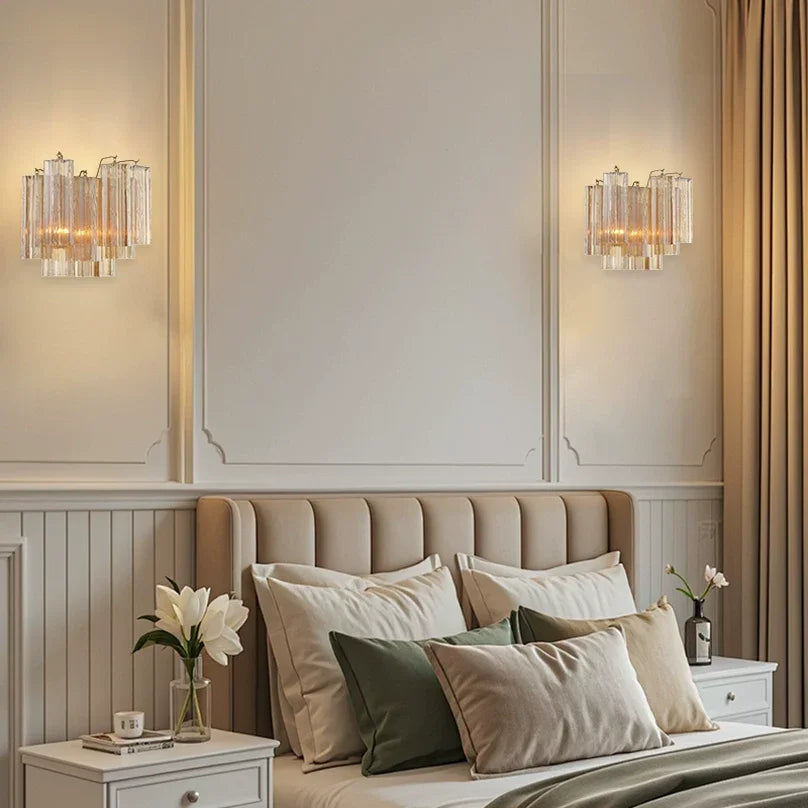 Italian Murano Glass LED Wall Lamp - Luxury Decorative Sconce Light Fixture for Bedroom Bedside, Living Room & Restaurant