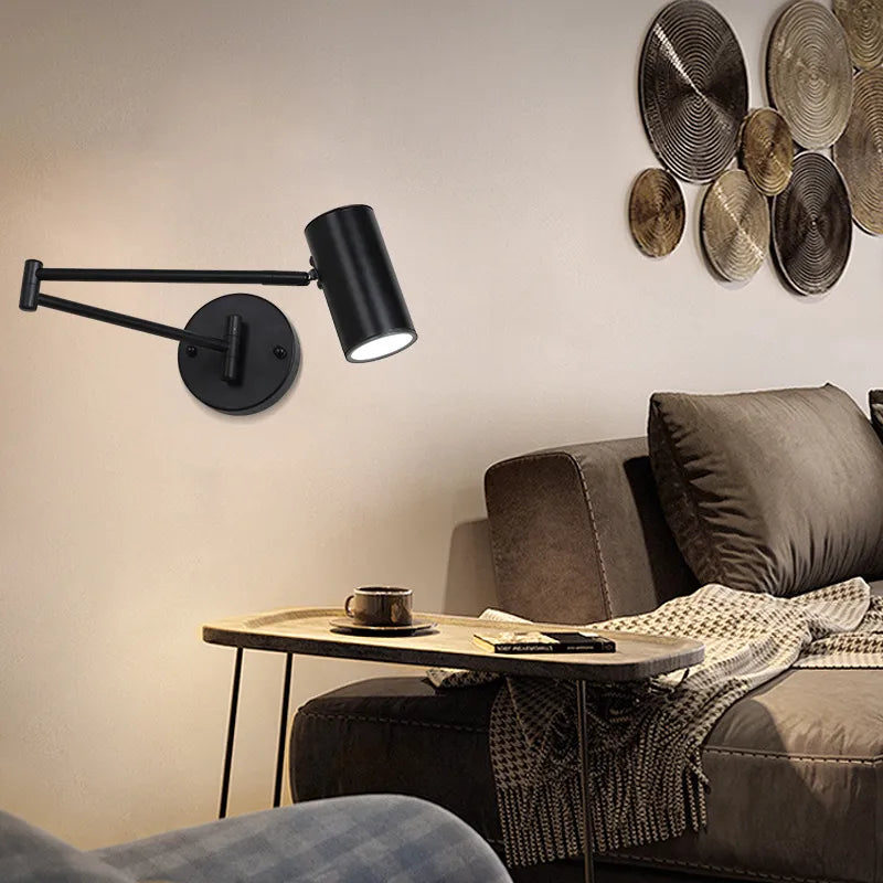 Adjustable Swing Long Arm LED Wall Lamps Modern Touch Sensor Internal Wall Washer Household Bedside Switch Decors Sconce Lights