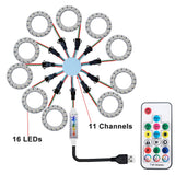 LED Sparkle Ring Light Circle Module WS2812B Individually Addressable RGB Atmosphere Lamp 17 Key Music Remote Control for Party