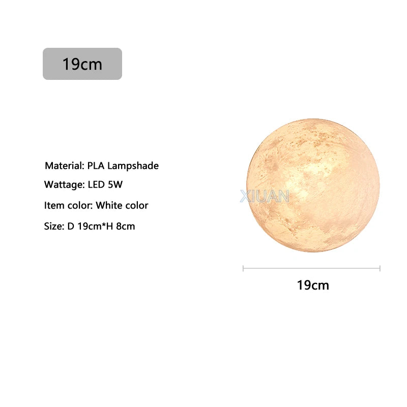 Creative 3D Printing Moon Wall Lamps Modern Living Room Background Wall Decoration Hallway Aisle Stair Bedroom Bedside Wall Lamp