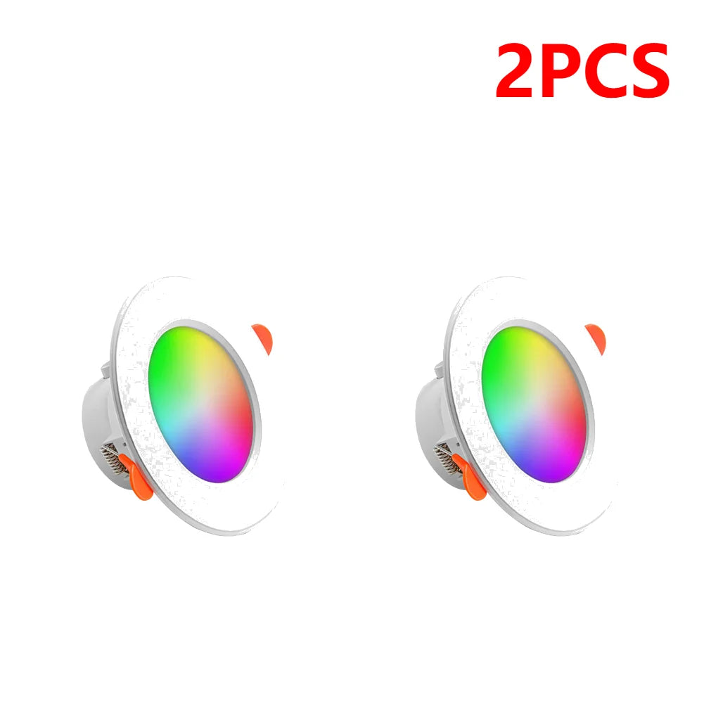 1-3 Pcs Smart RGB LED Recessed Downlight (10W Bluetooth, 2700K-6500K CCT) - Round Dimmable Smart Ceiling Panel Lamp for Living Room & Bedroom Decor