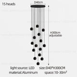 Orb Chandelier Interior Lighting Decorative Lamps Black Circular Penthouse Designer Living Room Pendant Stairwell Chandelier
