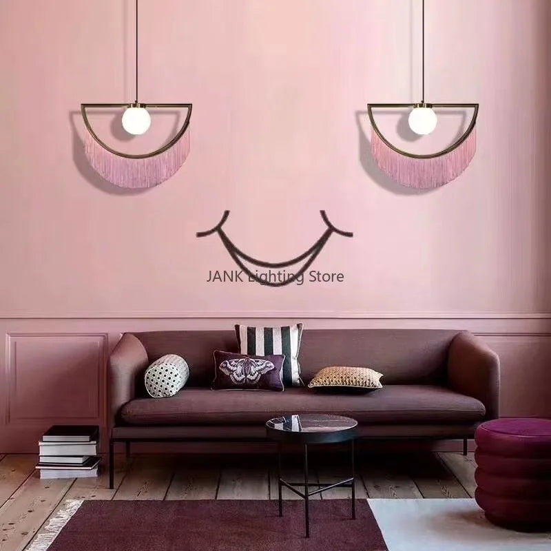 Nordic Tassel Glass Ball Chandelier Simple and Creative Suspension Lamp Girl Bedroom Bedside Bar Restaurant ETC LED Decors Lights