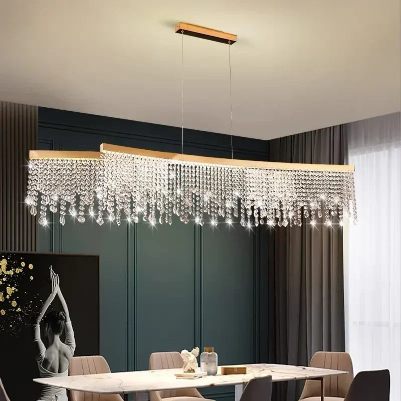 2025 Modern LED Clear Crystal Ceiling Chandeliers Luxury Living Dining Room Pendant Lamps Circle Hanging Light Lustre Home Decor