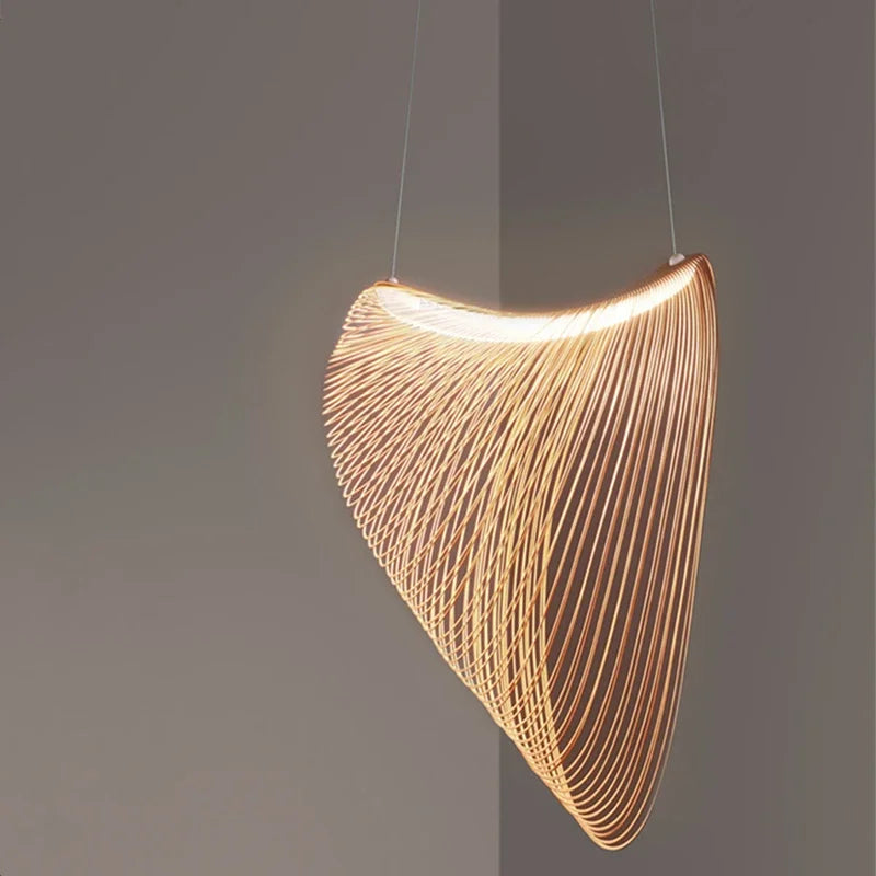 Wood Pendant Lamp Staircase Kitchen Restaurant Shop Homestay Hanging Light Home Deco Art Luminaires 2025 Modern Led Chandelier