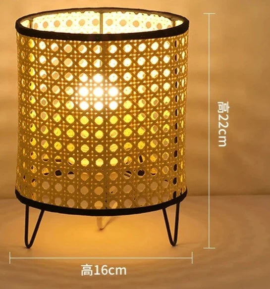 Bamboo Woven Products Simple Bedroom Study Table Lamp Bedside Table Lamp Bamboo art Warm Decoration Desktop Japanese Table Lamp