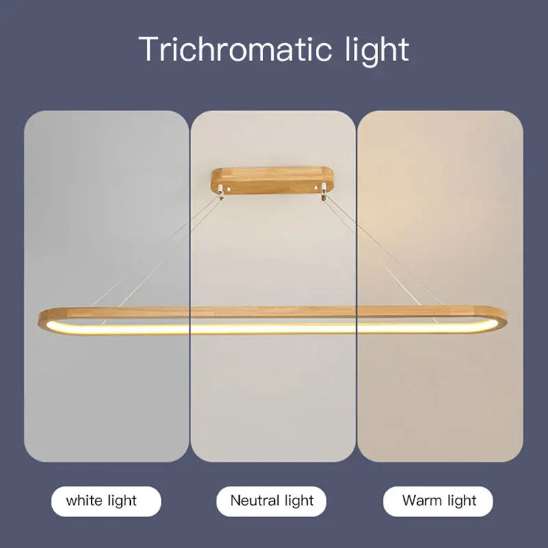 Wood/LED Pendant Lamp For Dining Room Minimal Home Decor Long Table Ring Kitchen Modern Hanging Chandelier Indoor Light Fixture