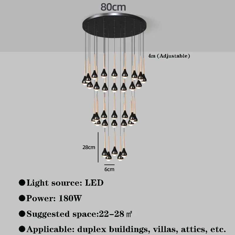 Modern Chandeliers For Staircase Living Room Pendant Lights LED  Lamp Villa Exhibition Hall Loft Long Hanging Lamp Light Fixture