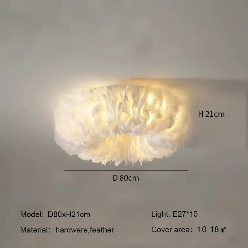 Modern Feather Led Ceiling Lamps Nordic Romantic Warm Bedroom Ceiling Lights Home Lighting Living Room Decor Lamp Luster Fixture