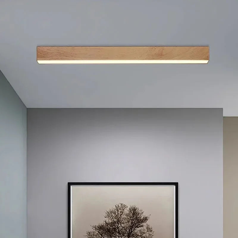 Modern LED Ceiling Lamp for Living Dining Room Long Strip Wooden Decor Lamps Entryway Bedroom Aisle Cloakroom Lighting Fixture