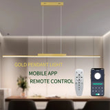 Modern Minimalist LED Pendant Light for Dining Room Adjustable Linear Chandelier in Gold Dimmable Hanging Lamp Fixture for Home