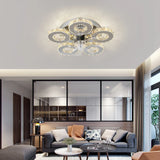 Modern Ceiling Fan Light Led Fan Lamp Smart APP RC Luxury Crystal Chandelier Home Decor Appliance Fixture Living Dining