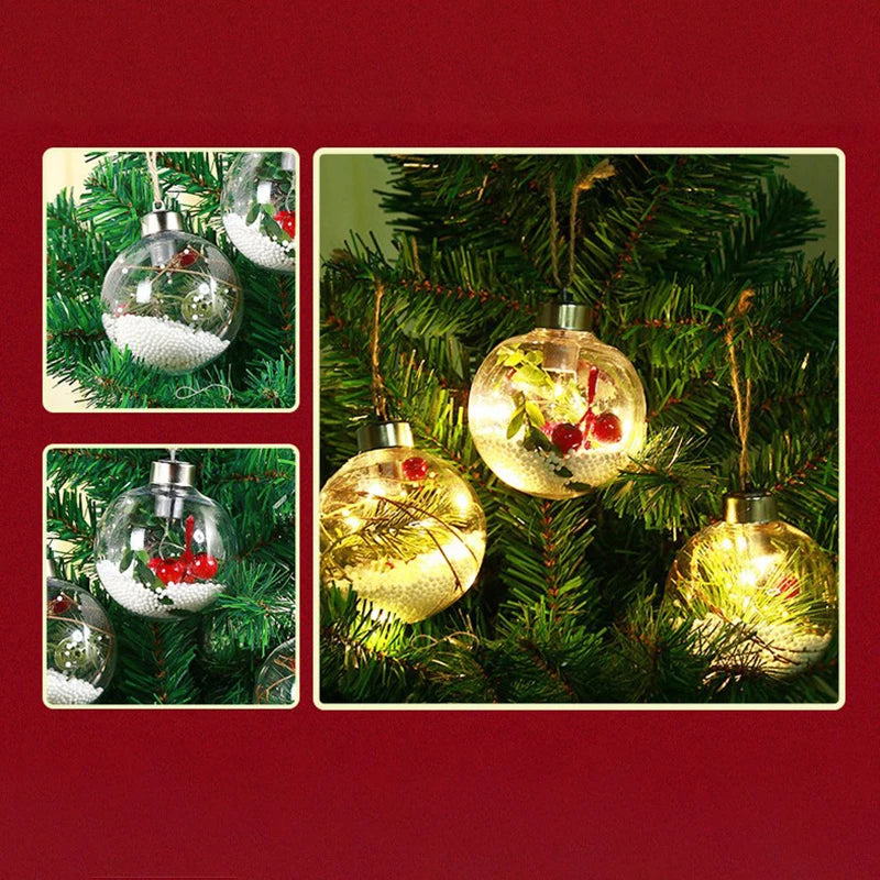Pet 8cm Simulation Interior Christmas Pendant Transparent Led Warm White Light Christmas Ball For Holiday Party New Year 2025