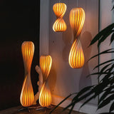 Wabi Sabi Living Room Bedroom Wooden Home Art Retro Simple Floor Lamp Lighting Thousand Layer Curved Small Waist Standing Light