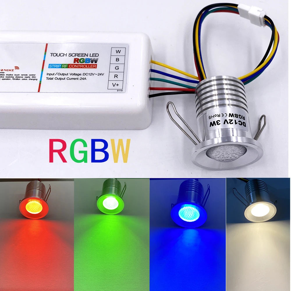 RGBW Room Decor Led Lights with Transformer Ceiling Spotlight Bedroom Kitchen 12V Built In Dimmable Mode Bar Showcase Lamp 3W