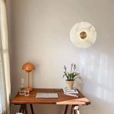 Art Deco Round LED Wall Sconce - Natural Marble & Brass Corridor Light
