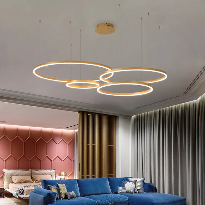 Modern living room LED circular ceiling pendant light indoor lighting study bedroom light circular hanging light home decoration
