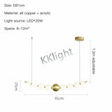 Modern All Copper LED Chandelier Ligthing Lustre Living Dining Room kitchen Art Decor Pendant Lights Indoor Hanging Lamp Fixture