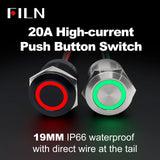 19mm 20A Push Button Switch - IP66 Waterproof Metal LED Light