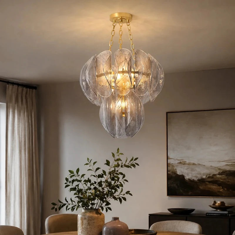 Luxury Murano Glass Chandelier (French Vintage Style) - Handcrafted Artisan Pendant Hanging Light Fixture for Living Room & Ceiling Decor