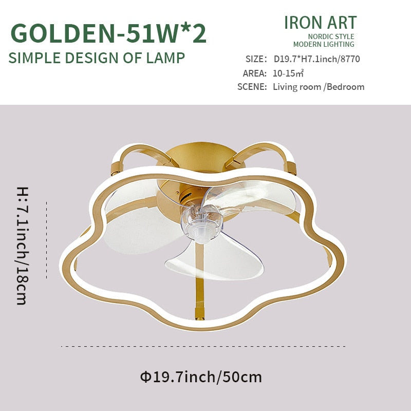 Modern Simple LED Ceiling Fan Lamp With Remote Control Dining Room Bedroom Lamp Silent Ceiling Light Lustre Fixture