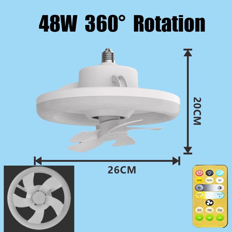 60W Ceiling Fan E27 With Led Light And Remote Control 360 ° Rotation Cooling Electric fan Lamp Chandelier For Room Home Decor