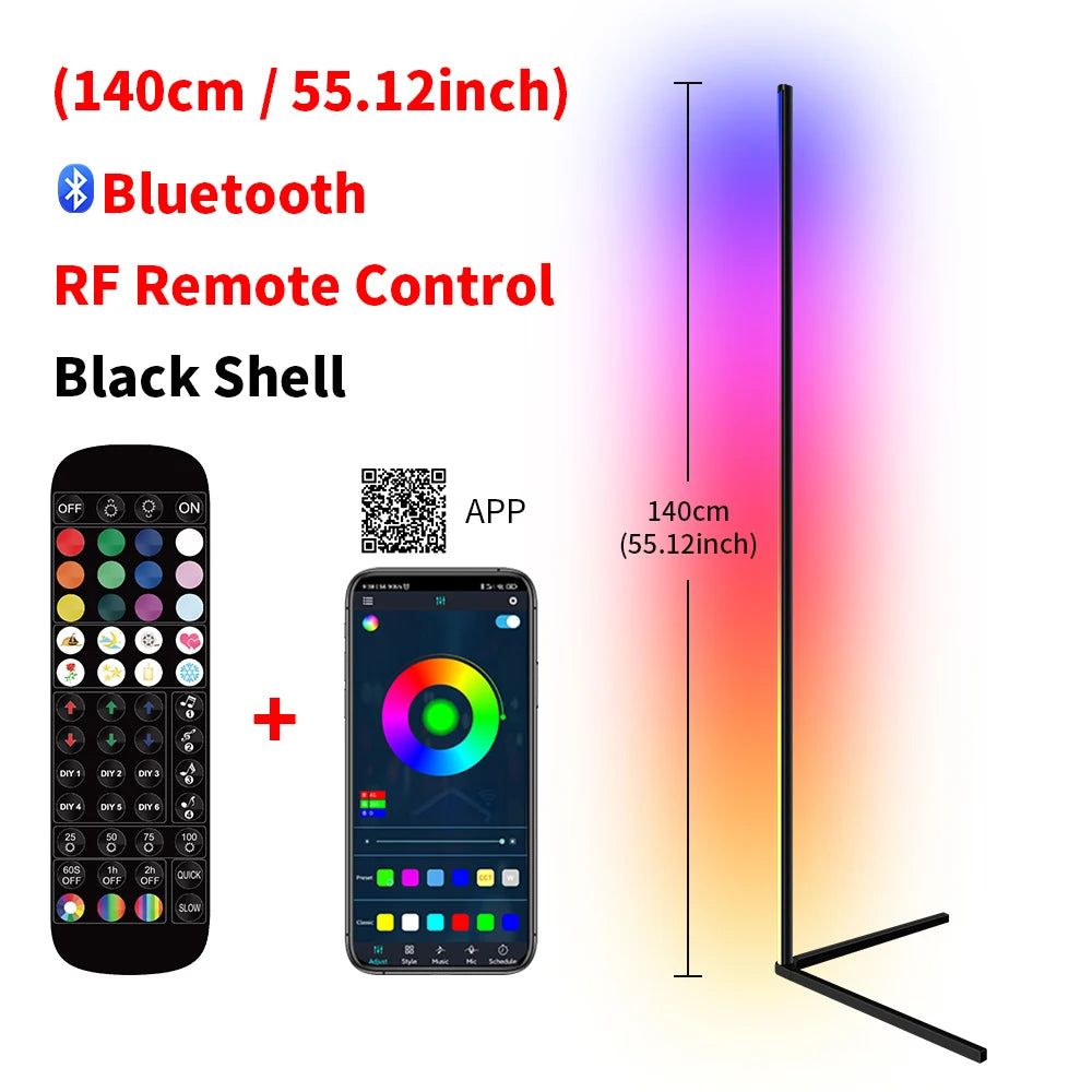 Living Room Dimmable 140cm RGB Corner Floor Lamp WIFI Smart LED Mood Light Art Home Decor Atmospheric Standing Stand Lighting