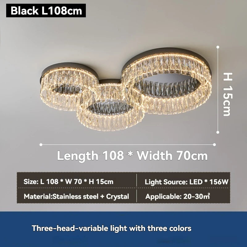 Modern Round Crystal Ceiling Light for Living Room Dining Room Bedroom Study Gold Minimalist LED Indoor Decor Ceiling Lamp