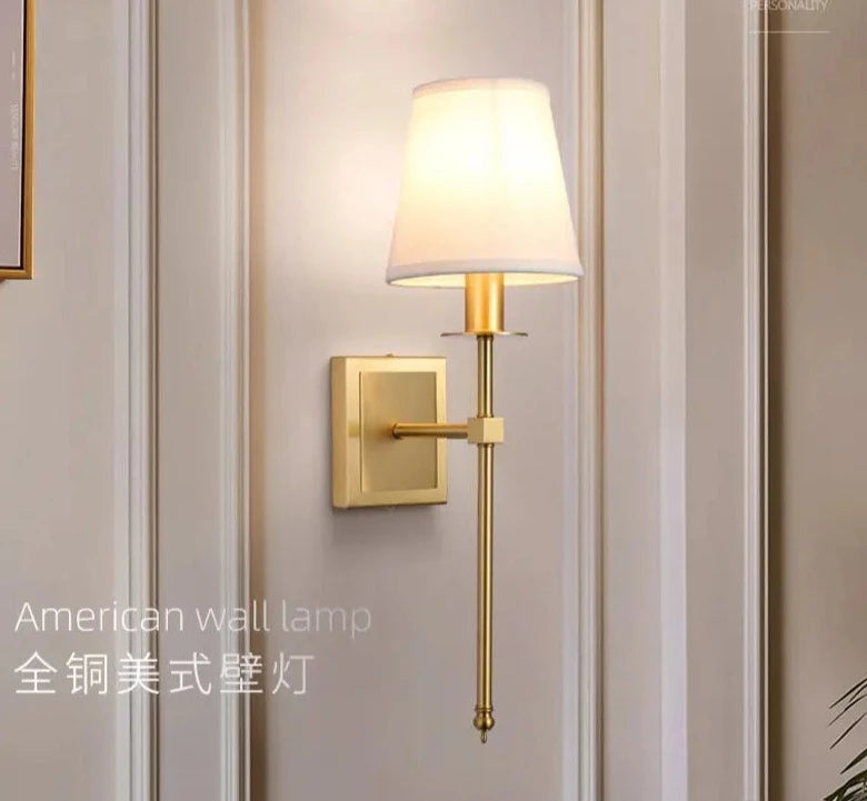 American Copper Wall Lamp Gold Bedroom Bedside Wall Decoration Light Living Room Background Villa Aisle Corridor Wall Sconces